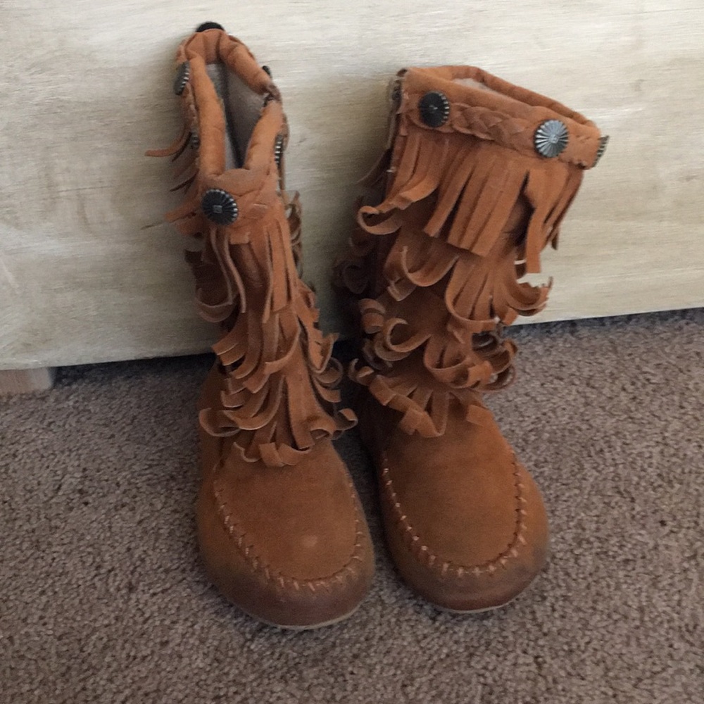 Brown Fringed Boots